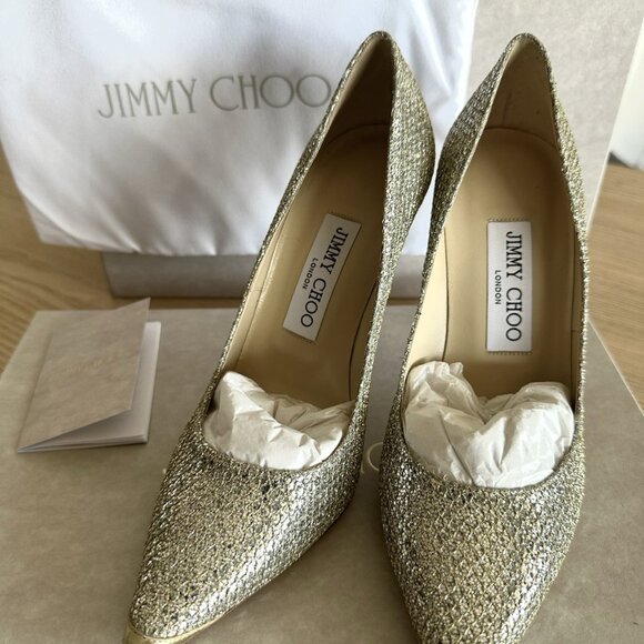 Jimmy Choo Agnes Champagne Glitter Fabric - Picture 4 of 9